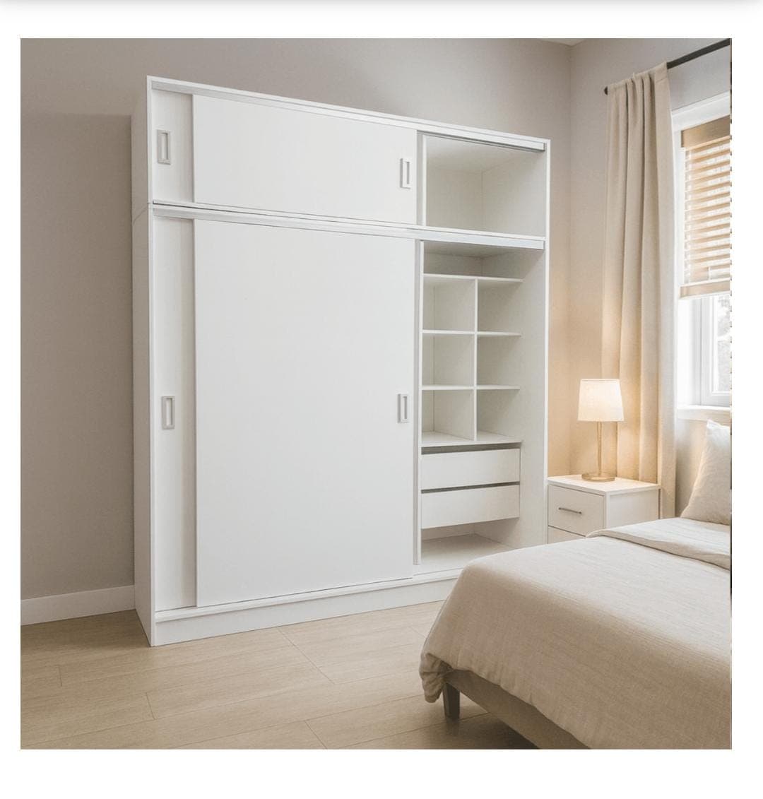 Ropero grande corredizo blanco